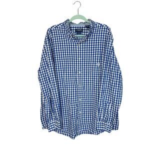 Chaps Men’s Long Sleeve Dress Shirt Blue Plaid Size XXL Button Front GUC